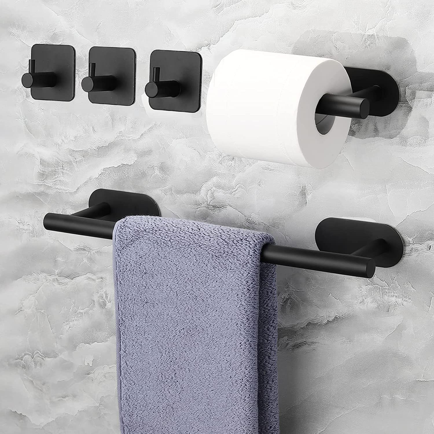 Punch-Free Bath Towel Holder Bathroom Paper Holder Towel Hook Stainless Steel American Style Bathroom Hardware Accessories