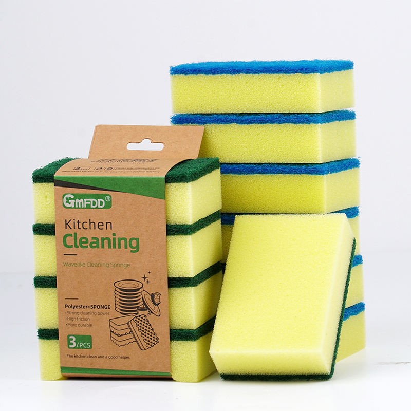 High-Density kitchen dish scouring pad scrubber cleaning sponge with polyester sponge