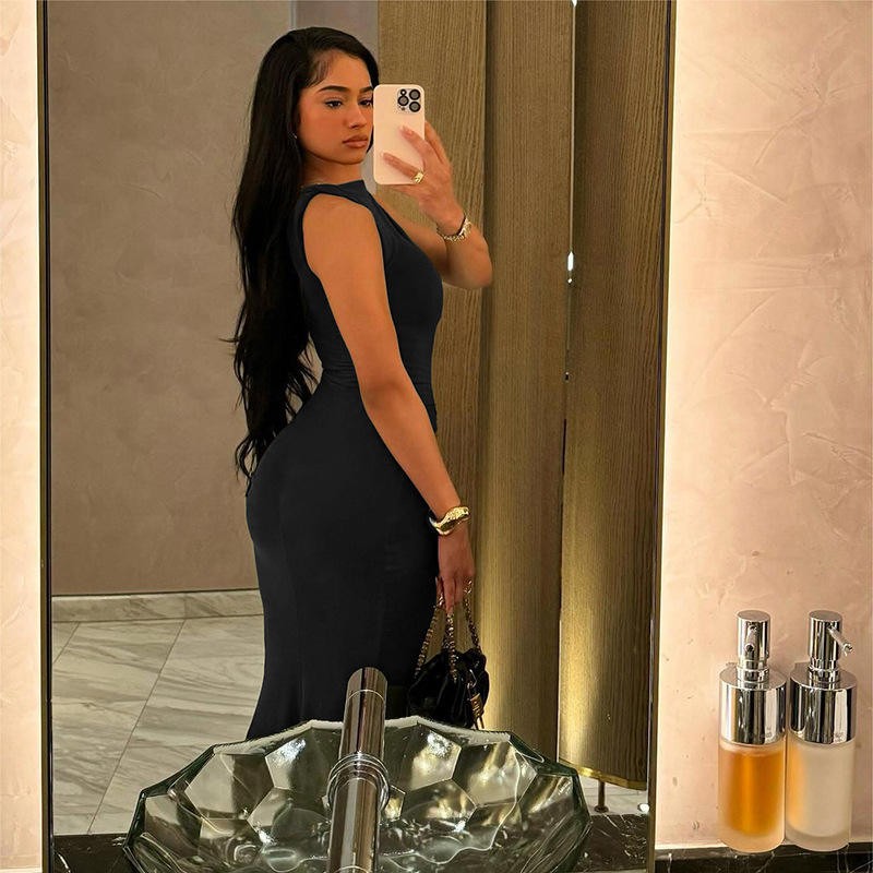 fashion sexy sleeveless women's dresses high waist midi length elegant women's dresses casual dress 2024 women's clothing